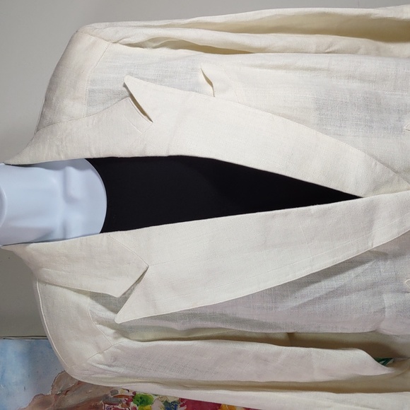 Vintage Ecru Liz Claiborne Linen Oversized Blazer Sz. 6 - Picture 2 of 5
